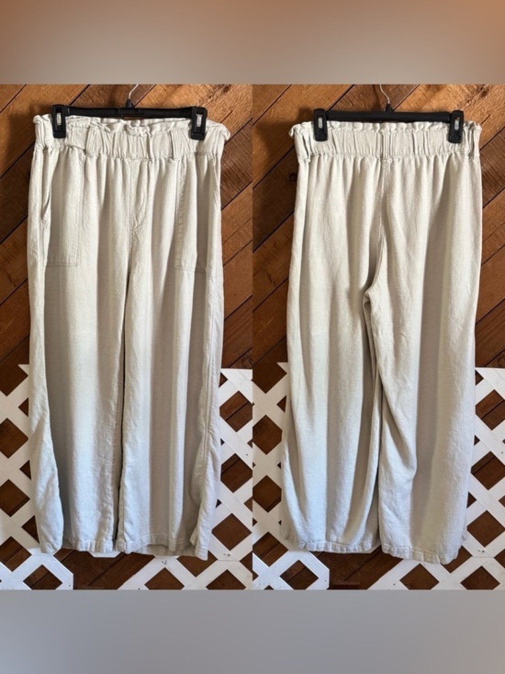 Blank NYC ivory cropped linen blend paper bag pants size Medium